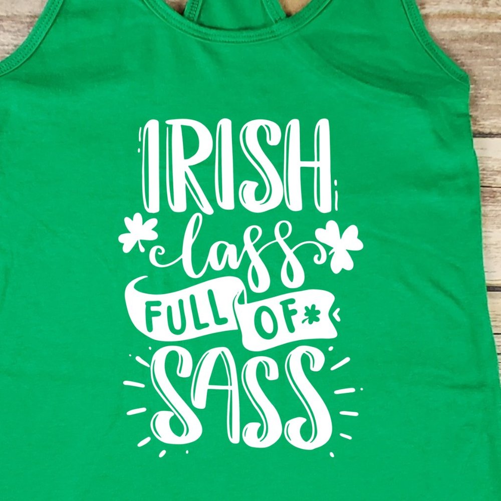 Irish Lass Full of Sass - Saint Patricks Day - Ladies fitted tank top